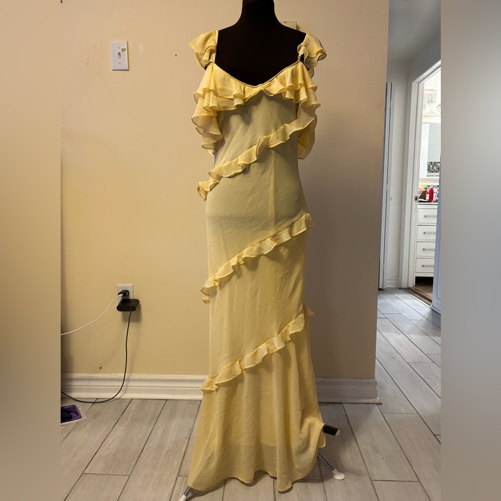NWT ZARA Yellow Maxi Dress with Ruffles